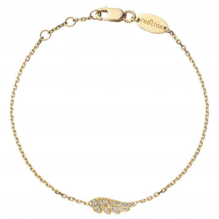 Yellow gold chain bracelet with diamond-paved wing - Redline - 0++