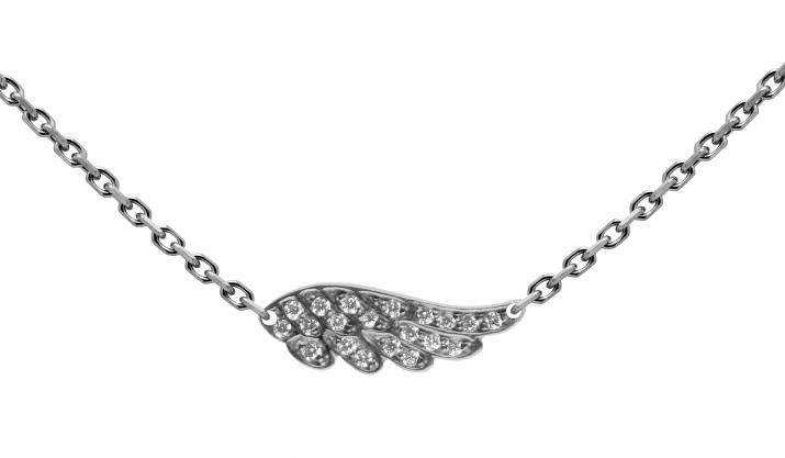 Black gold chain necklace with diamond-paved wing - Redline