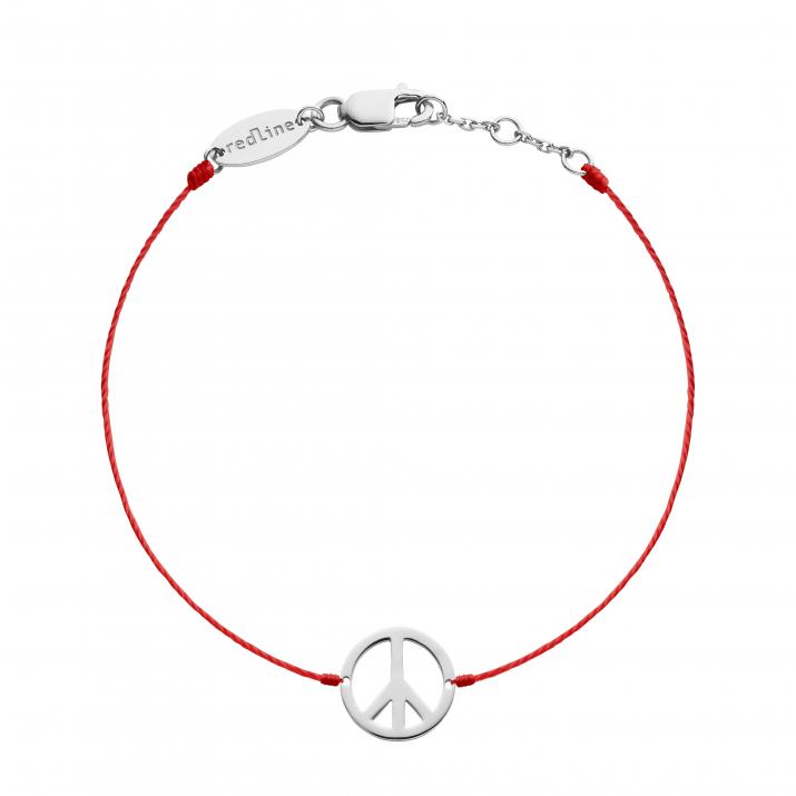 Peace & love string bracelet in white gold - Redline - 0++