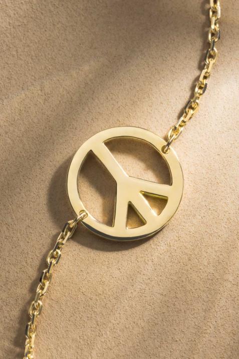 Peace & love yellow gold chain bracelet - Redline - 0++