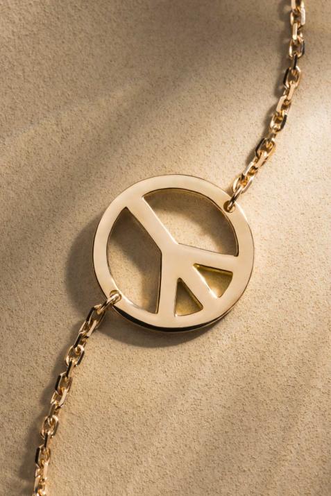 Pink gold peace & love chain bracelet - Redline - 0++