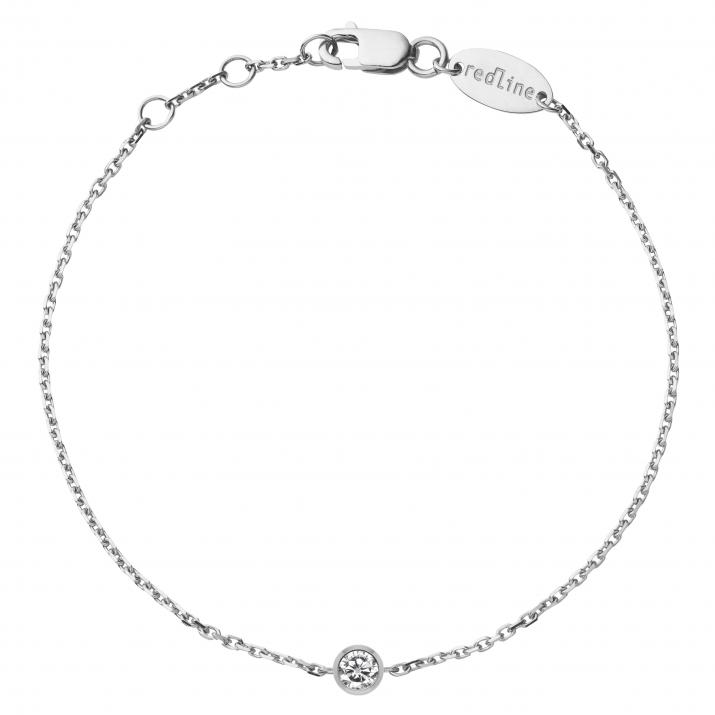 Chain bracelet with 0.05ct diamond in white gold bezel setting - Redline - 0++