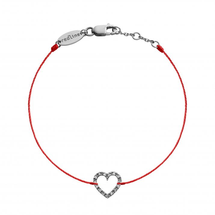 Bracelet fil coeur or noir pavé diamant - Redline - 0++