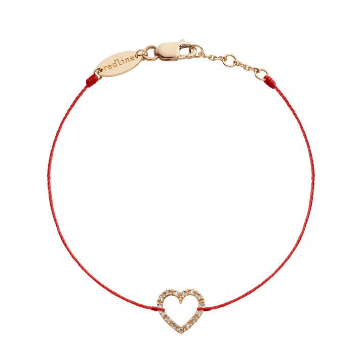 Bracelet fil coeur or rose pavé diamant - Redline - 0++