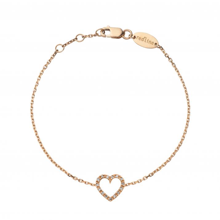 Chain Bracelet For Women with 0.08ct Round Diamond in Rose Gold Pavé Setting - Redline - 0++