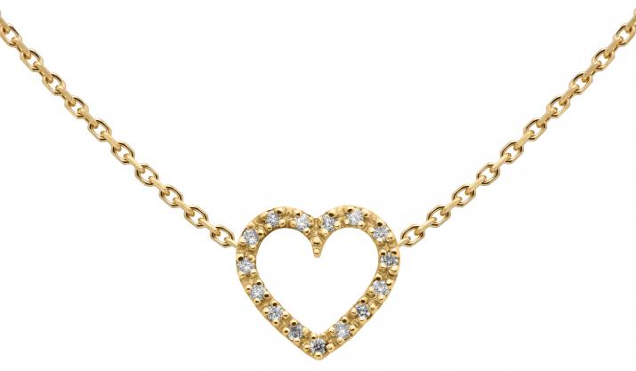 Yellow gold chain necklace with diamond-paved heart - Redline