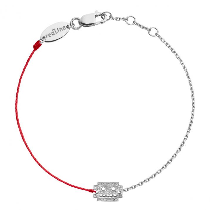 Bracelet half wire half chain double robot white gold paved diamond - Redline