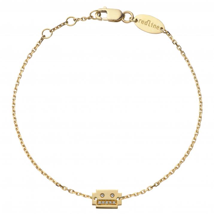 Yellow gold chain bracelet with diamond on a robot - Redline