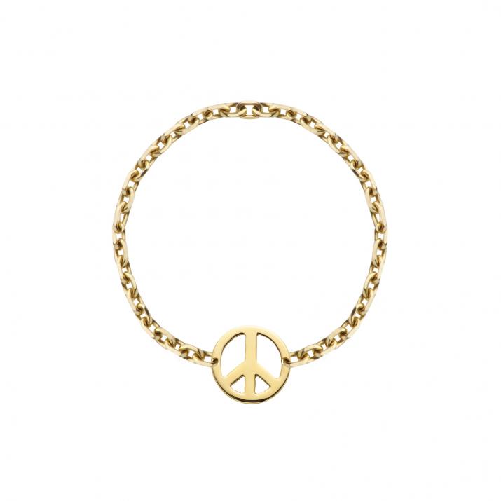Mini Peace yellow gold chain ring - Redline