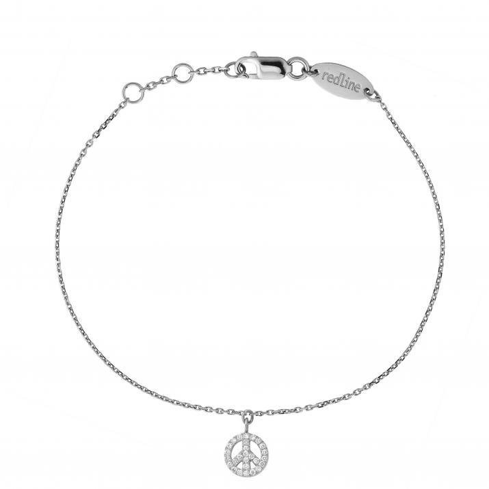 Chain Bracelet Mini Peace White Gold RedLine Jewelry - Redline - 0++