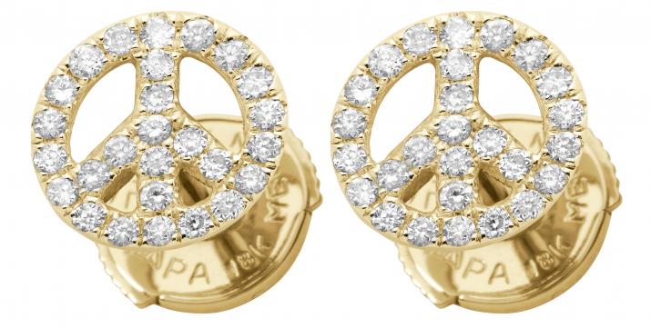Earrings-Mini-Peace-Pave-Yellow-Gold - Redline