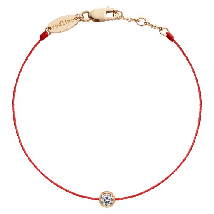 String Bracelet For Women with 0.10ct Round Diamond in Rose Gold Bezel Setting - Redline - 0++