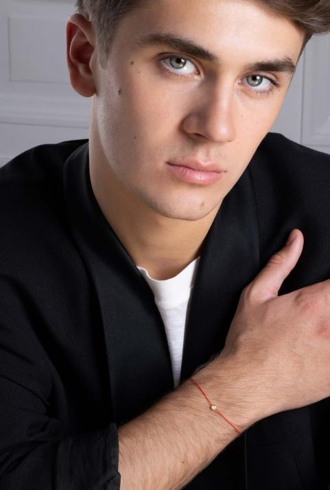 Bracelet homme fil avec diamant 0.10 carat en serti clos or jaune - Redline - 0++