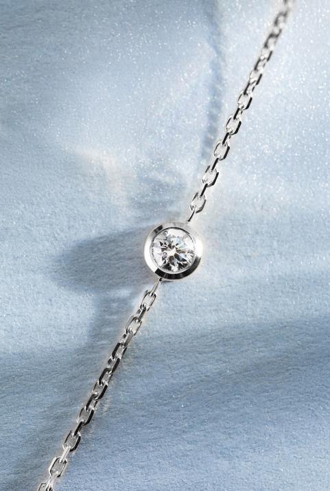 Chain bracelet with 0.1ct diamond in white gold bezel setting - Redline - 0++