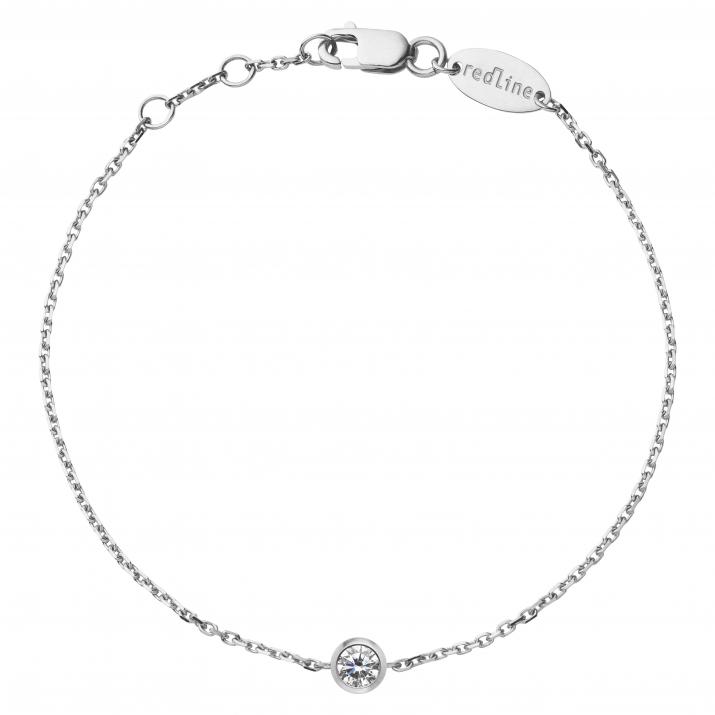 Chain bracelet with 0.1ct diamond in white gold bezel setting - Redline - 0++