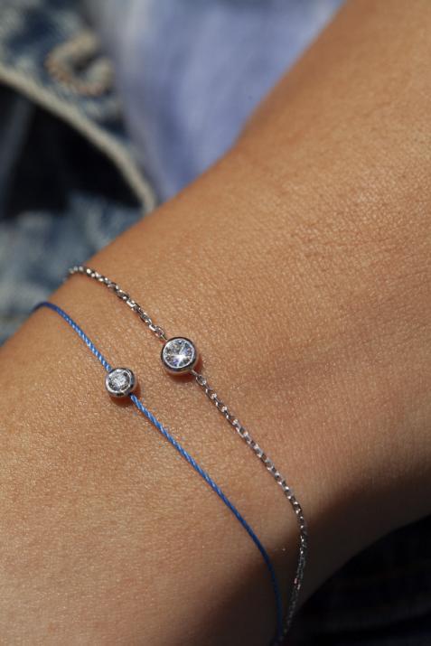 Chain bracelet with 0.2ct diamond in white gold bezel setting - Redline - 0++