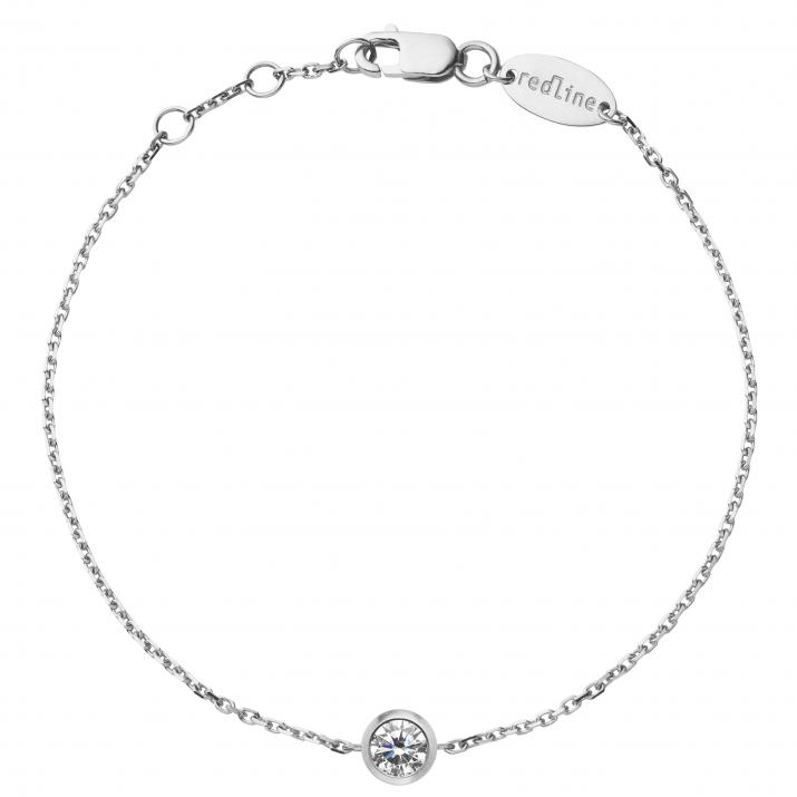 Chain bracelet with 0.2ct diamond in white gold bezel setting - Redline - 0++