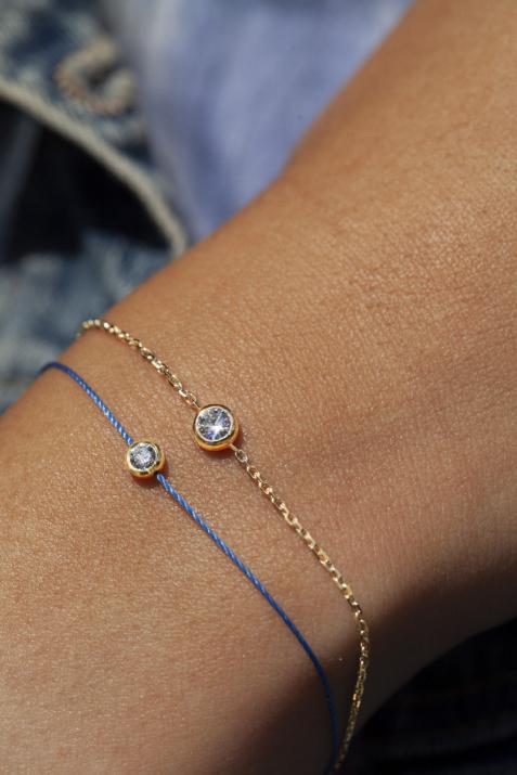 Chain bracelet with 0.2ct diamond in yellow gold bezel setting - Redline - 0++