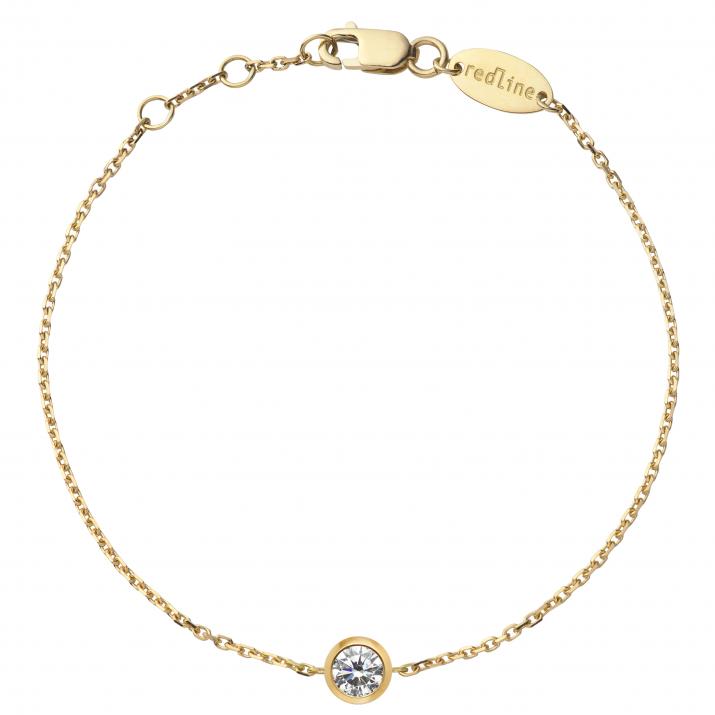 Chain bracelet with 0.2ct diamond in yellow gold bezel setting - Redline - 0++
