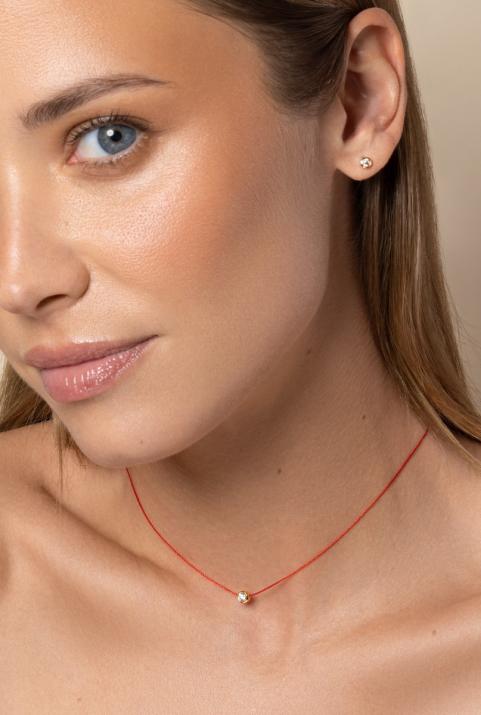 Collier fil avec diamant 0.20 carat serti clos or rose - Redline - 0++