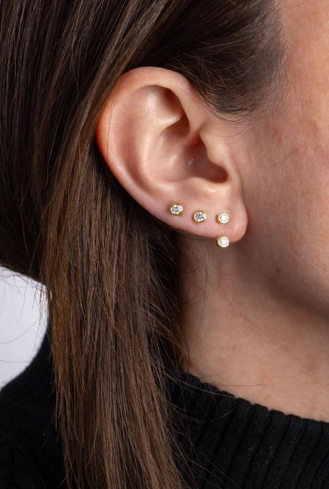 Boucles d'oreilles avec diamant 0.40 carat en serti clos or jaune - Redline - 0++