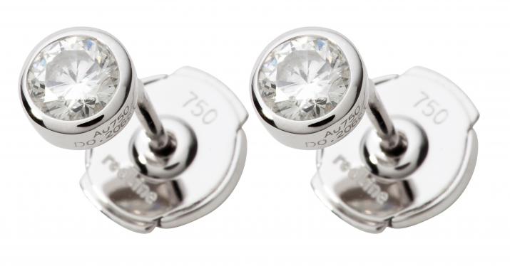Boucles d'oreilles avec diamant 0.40 carat en serti clos or blanc - Redline - 0++