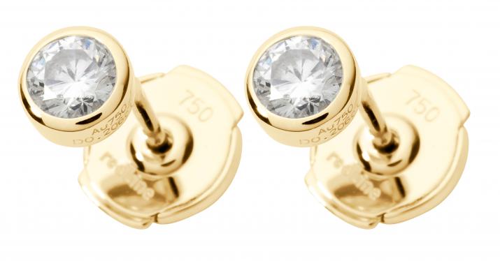 Boucles d'oreilles avec diamant 0.40 carat en serti clos or jaune - Redline - 0++