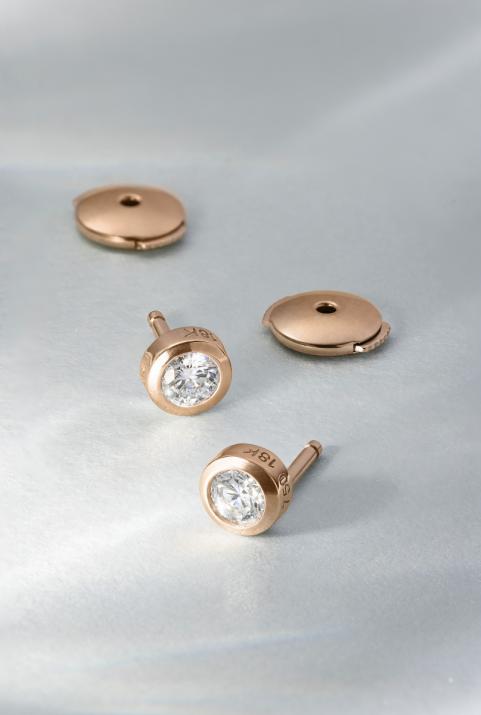 Boucles d'oreilles avec diamant 0.40 carat en serti clos or rose - Redline - 0++