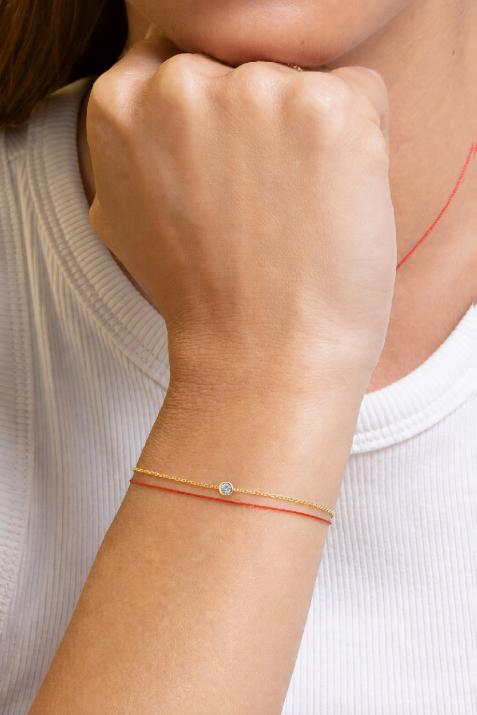 Chain bracelet with 0.1ct diamond in yellow gold bezel setting - Redline - 0++
