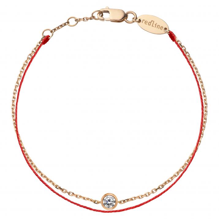 Chain bracelet with 0.1ct diamond in rose gold bezel setting - Redline - 0++
