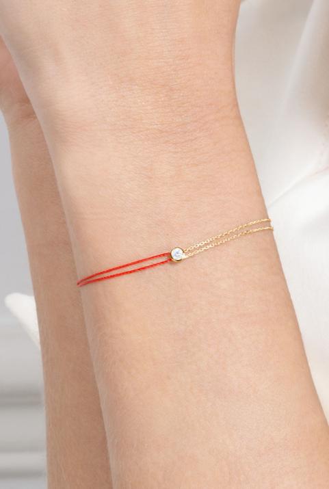 Pure Distingué Двойной женский браслет из желтого золота с безелем - Redline - 0++