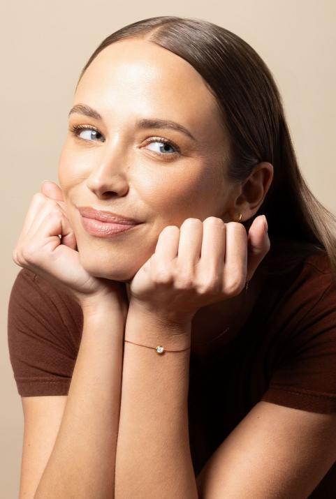 Браслет из проволоки с бриллиантом 0,40 карата в закрытом желтом золоте - Redline - 0++