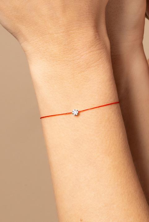 String Bracelet For Women with 0.05ct Round Diamond in Black Gold Cluster Setting - Redline - 0++
