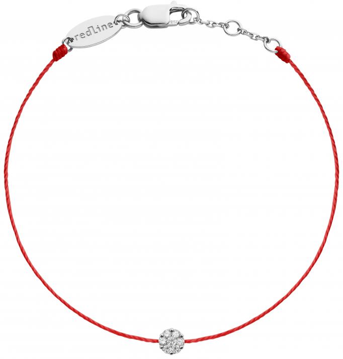 String Bracelet For Women with 0.05ct Round Diamond in White Gold Cluster Setting - Redline - 0++