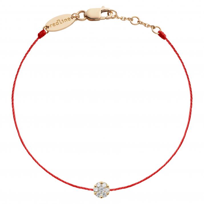 String Bracelet For Women with 0.10ct Round Diamond in Rose Gold Cluster Setting - Redline - 0++