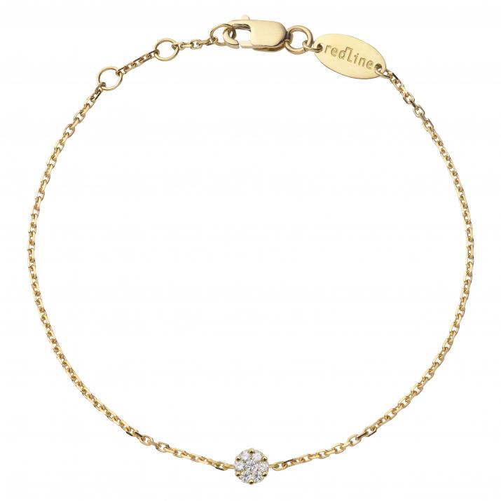 Chain Bracelet For Women with 0.05ct Round Diamond in Yellow Gold Cluster Setting - Redline - 0++