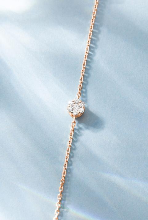 Браслет-цепочка из розового золота 18K, бриллианты 0,10 карата в невидимой закрепке - Redline - 0++