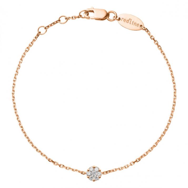 Браслет-цепочка из розового золота 18K, бриллианты 0,10 карата в невидимой закрепке - Redline - 0++