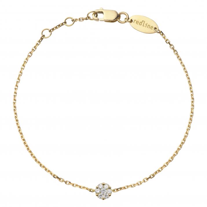 Chain Bracelet For Women with 0.10ct Round Diamond in Yellow Gold Cluster Setting - Redline