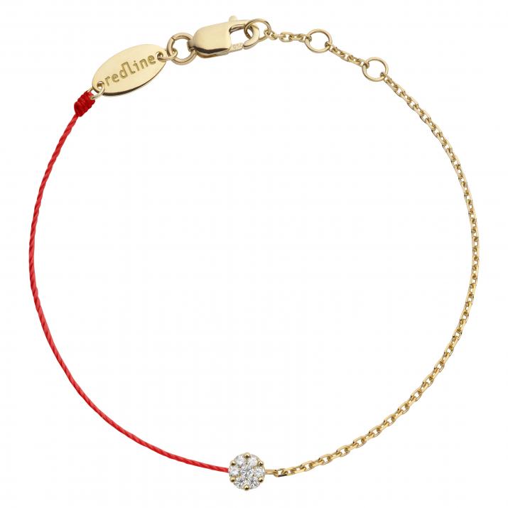 Ankle Bracelet with 0.05ct Round Diamond in Yellow Gold Cluster Setting - Redline