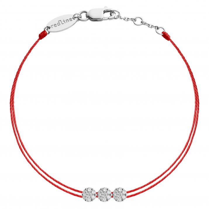 String Bracelet For Women with 0.15ct Round Diamond in White Gold Cluster Setting - Redline - 0++