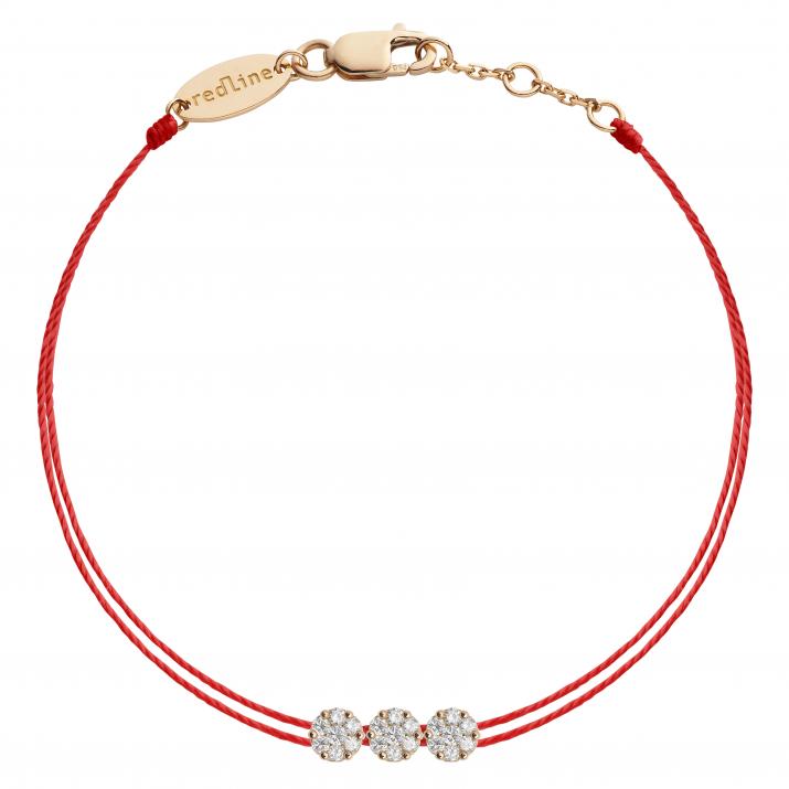 String Bracelet For Women with 0.15ct Round Diamond in Rose Gold Cluster Setting - Redline - 0++