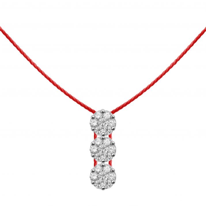 String Necklace For Women with 0.30ct Round Diamond in White Gold Cluster Setting - Redline - 0++