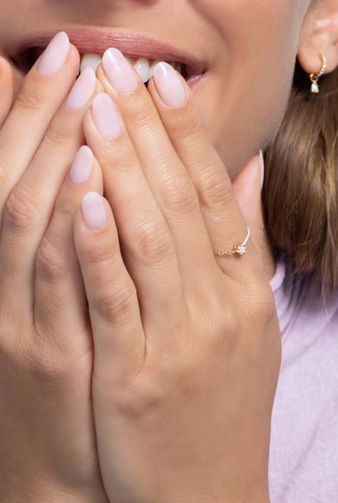 String Ring with 0.05ct Round Diamond in Rose Gold Cluster Setting - Redline - 0++