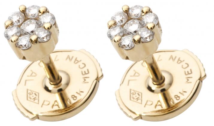 Earrings with 0.10ct Round Diamond in Yellow Gold Cluster Setting - Redline - 0++