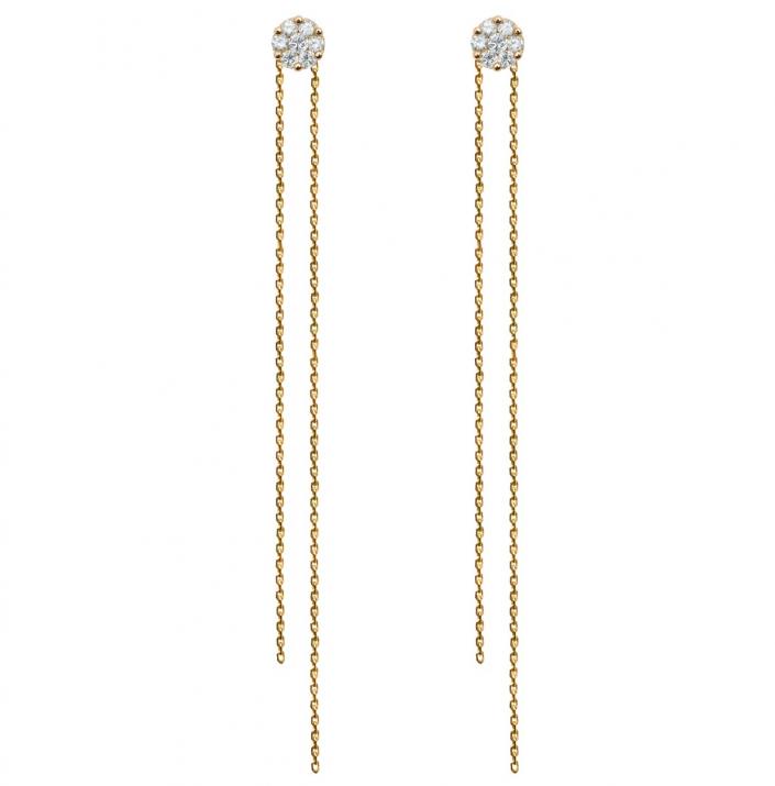 Earrings with 0.10ct Round Diamond in Yellow Gold Cluster Setting - Redline - 0++