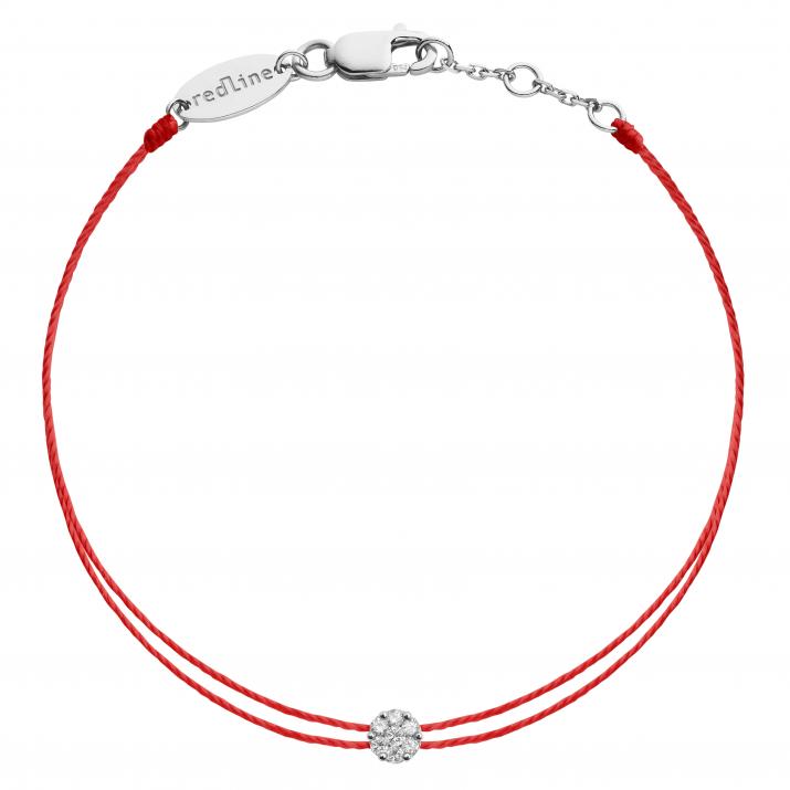 Twin Strings Bracelet For Women with 0.05ct Round Diamond in White Gold Cluster Setting - Redline - 0++