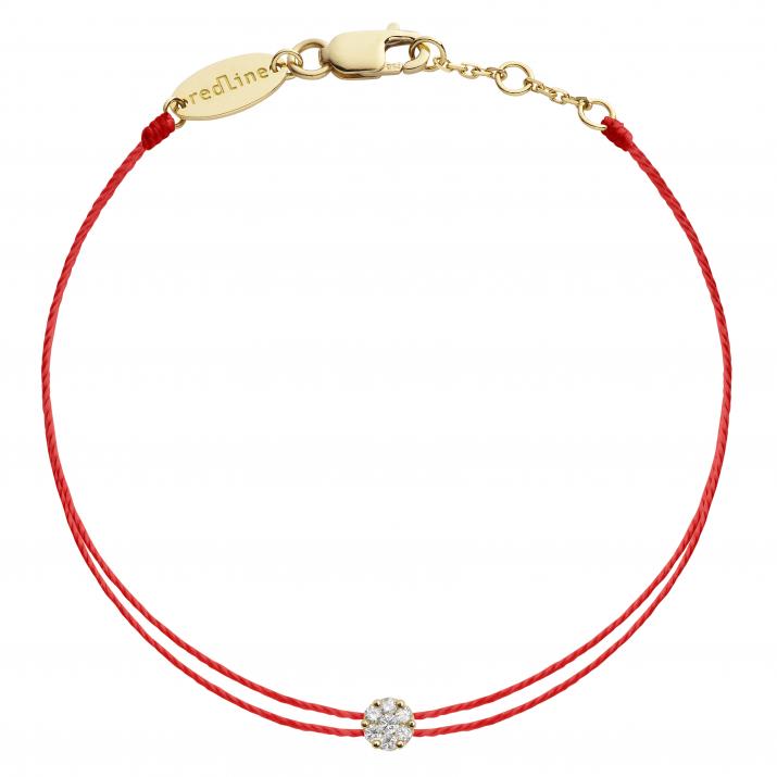 Twin Strings Bracelet For Women with 0.05ct Round Diamond in Yellow Gold Cluster Setting - Redline - 0++