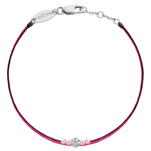 Multistring Bracelet For Women with 0.05ct Round Diamond in White Gold Cluster Setting - Redline - 0++