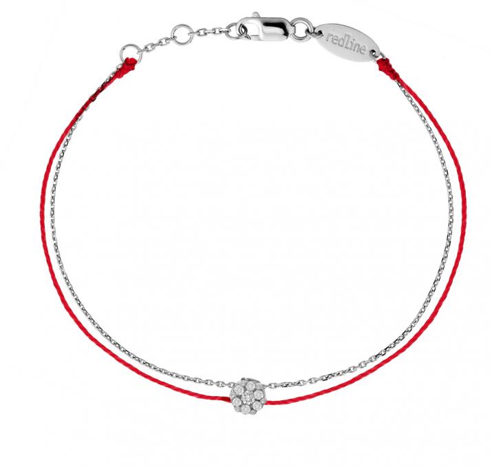 String Bracelet For Women with 0.05ct Round Diamond in White Gold Cluster Setting - Redline - 0++
